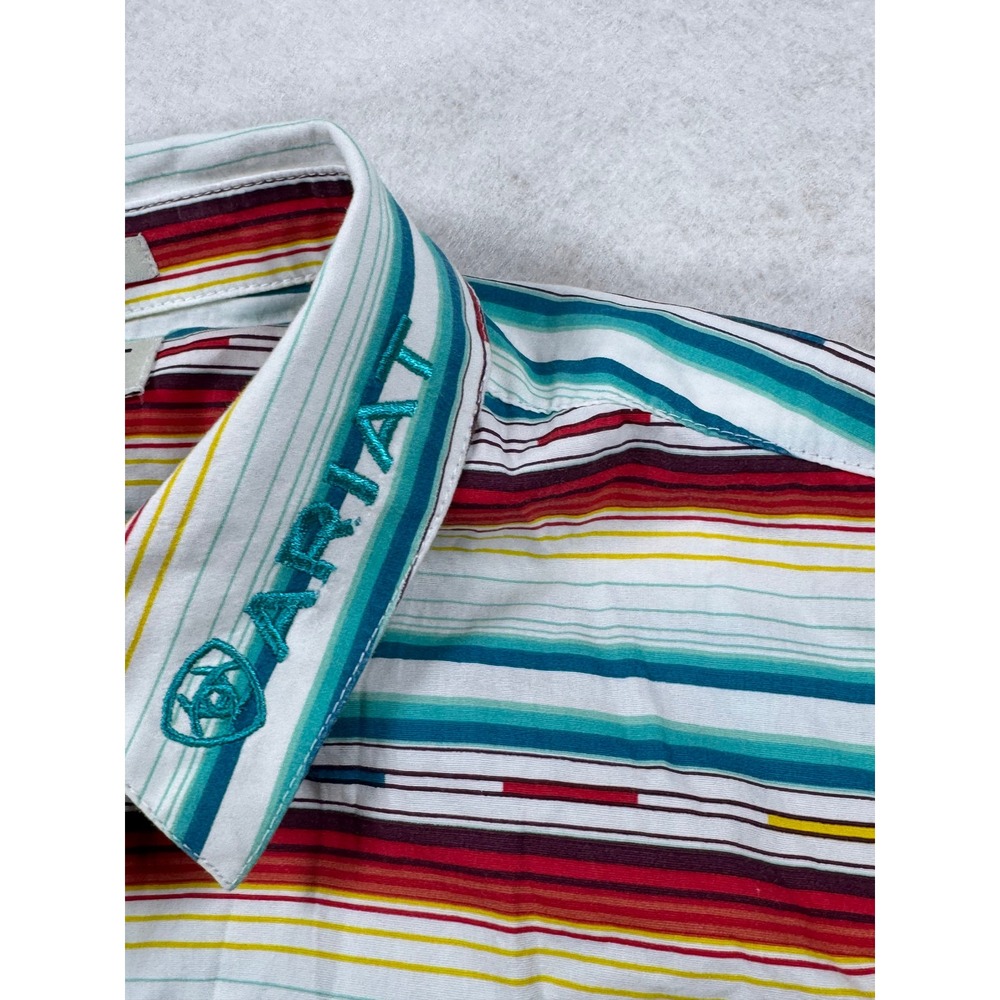 Ariat Real Womens Kirby Stretch Western Shirt Aztec Multi Stripe Fitted  L/S - Picture 9 of 12